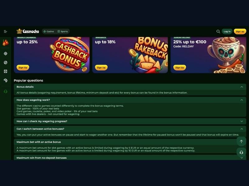 El bono de bienvenida de Casinacho Casino Nacho Casino explicado con ejemplos para España